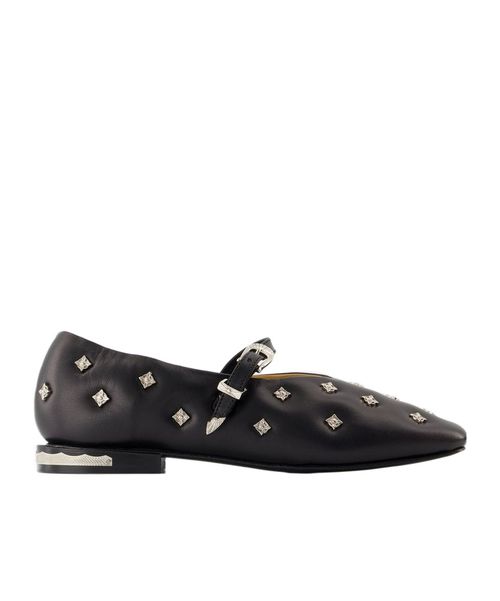 Studded square-toe Mary Jane shoes