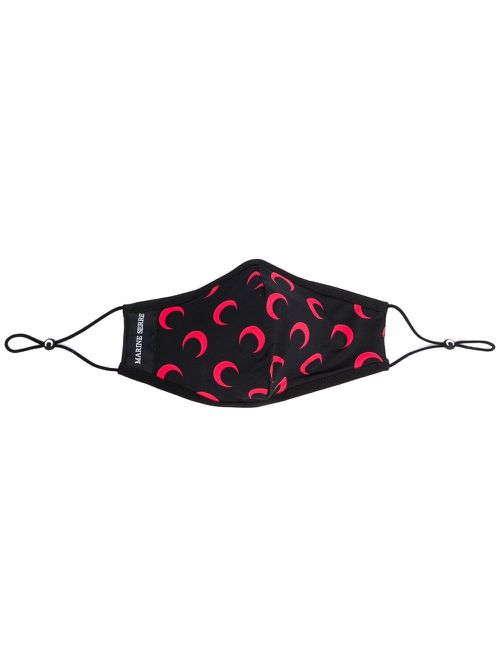 Crescent moon-print face mask - Black
