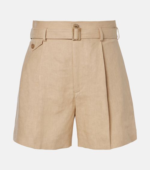 Belted linen shorts
