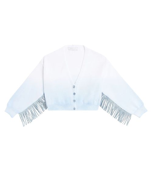 Fringed ombré cotton cardigan