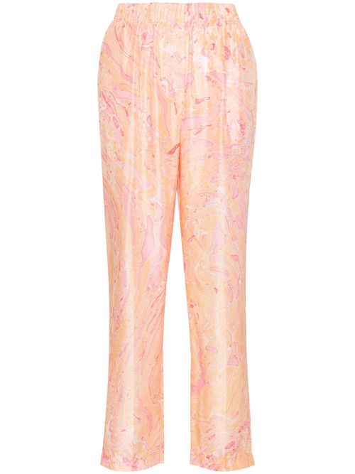 Abstract-print silk trousers - Pink