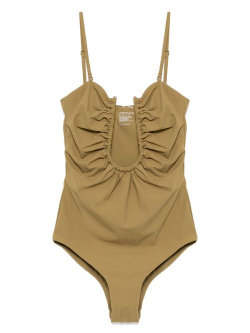 Arced Ruched One Piece - Brown