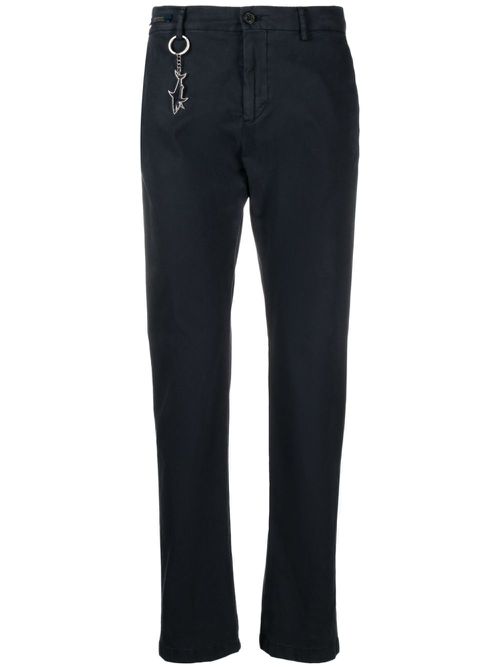 Logo-charm cotton chinos - Blue