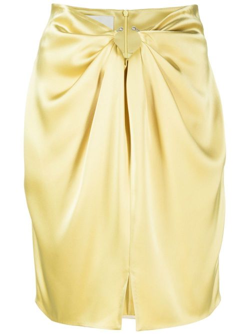 Draped satin mini skirt - Yellow