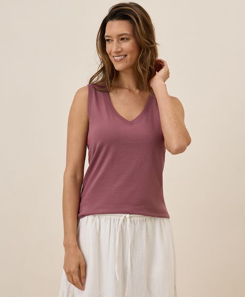Women's Mauve Softspun V-Neck Tank