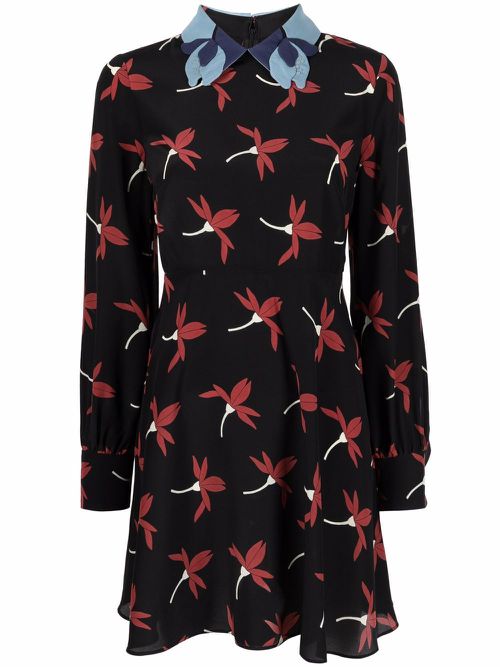 Floral-print mini dress - Black