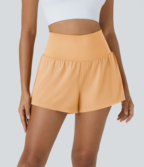 SoftlyZero™ Airy Super High Waisted Cool Touch Yoga Shorts with Pockets Gym Short - Sunburst