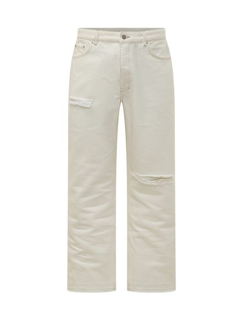 White Straight Distressed Jeans