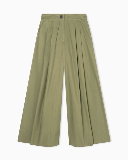 Cotton twill palazzo trousers