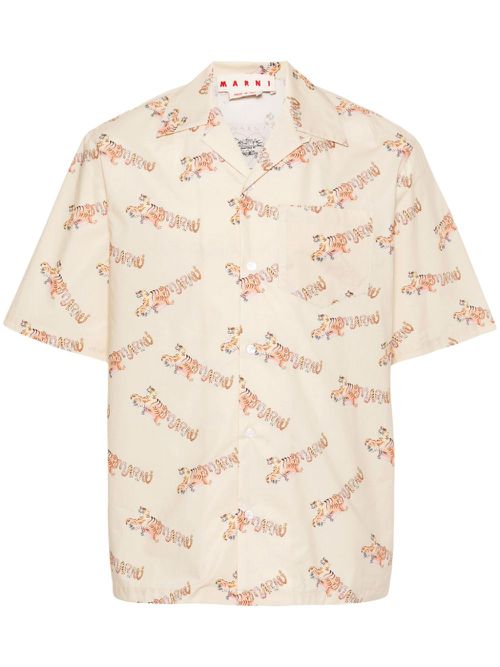 Tiger-print poplin shirt - Neutrals