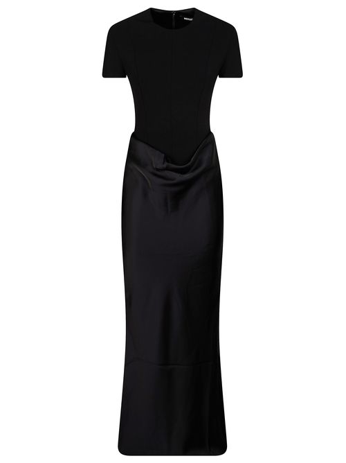 Cap-Sleeve Draped Maxi Dress