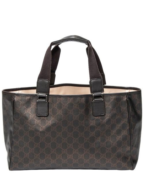 Dark Brown Supreme Coated Canvas Open Tote (Authentic Pre-Loved)