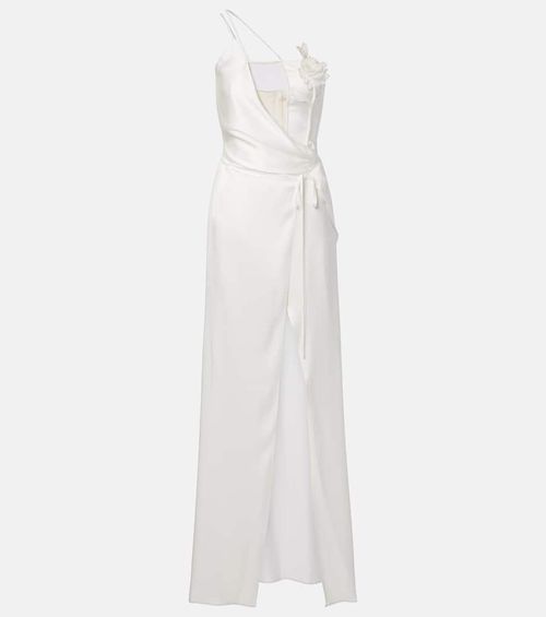 Floral-appliqué gown