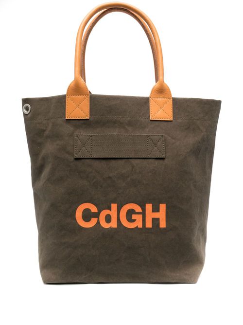 Logo-print canvas tote bag - Green