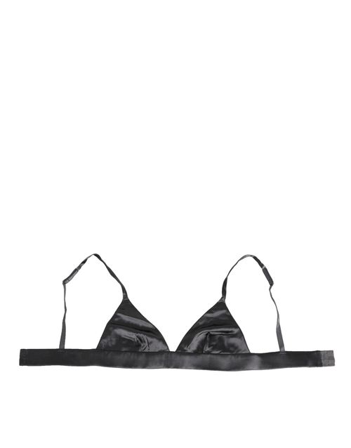 Silk Satin Triangle Soft Cup Bra — Black