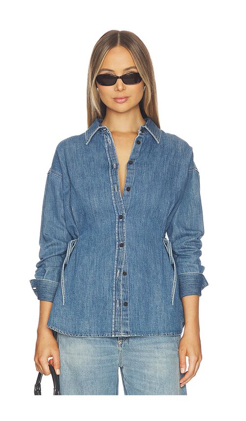 CLOSED N Waisted Strap Blouse in Blue. L. Also in M, S, XL