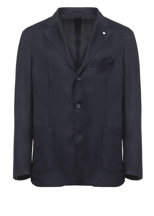 Blue Classic Lapel Wool Blazer