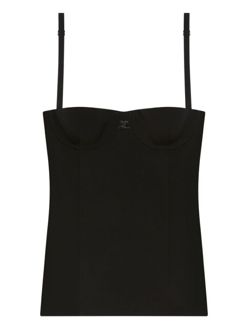 Spaghetti-strap bustier top - Black