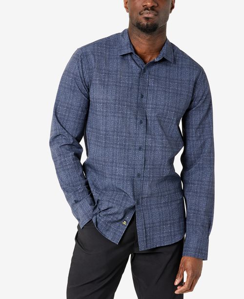 Men's Slim Fit Performance Shirt - Navy Line Check
