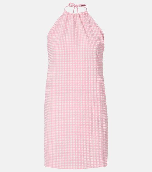Gingham halterneck seersucker minidress