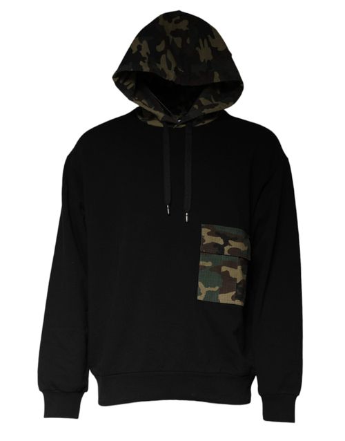 Camouflage-Pocket Hoodie — Black