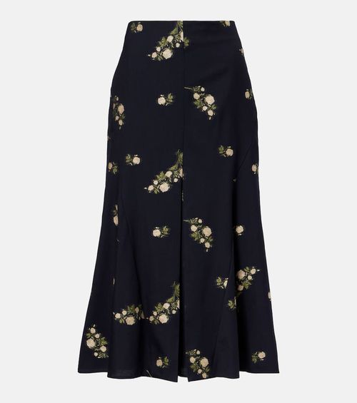 Floral jacquard midi skirt
