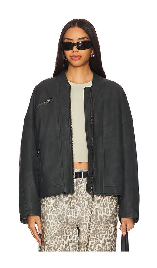 Free People x We The Free Vinny Faux Bomber In Black in Black. - L also in