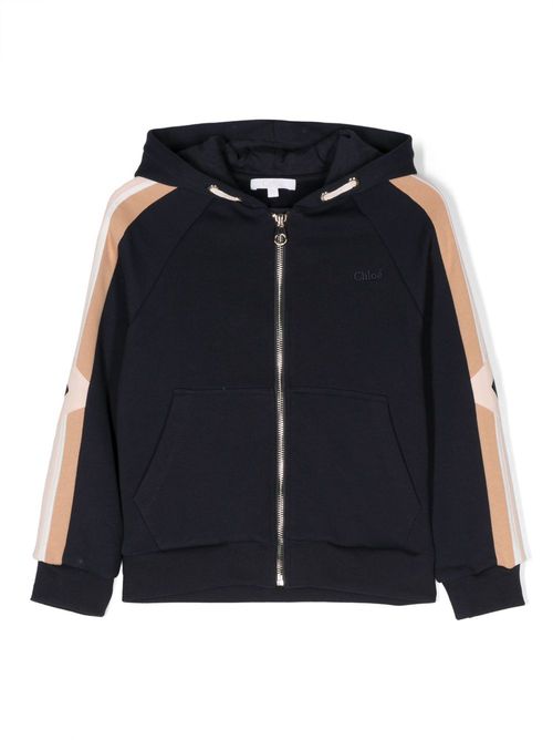 Logo-embroidered zipped cardigan - Blue
