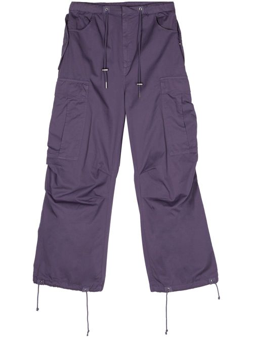 Drawstring-waist cotton cargo pants - Purple