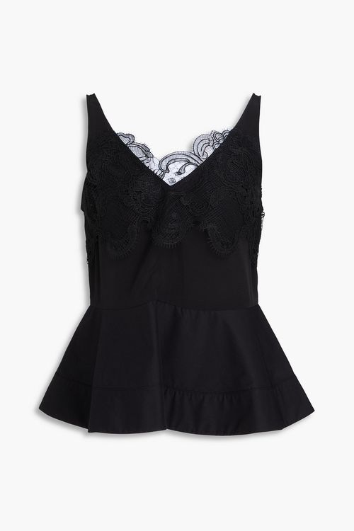 Lace-trimmed silk top - Black - XS
