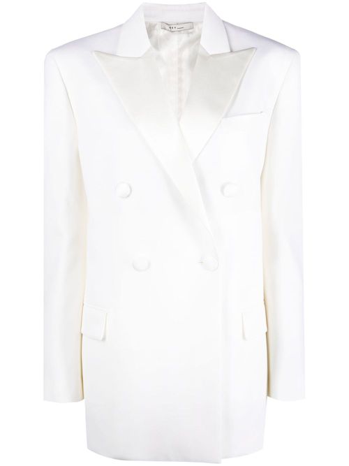 Virgin wool double-breasted coat - White