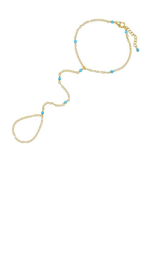 NAiiA Josie Turquoise Hand Chain in Metallic Gold