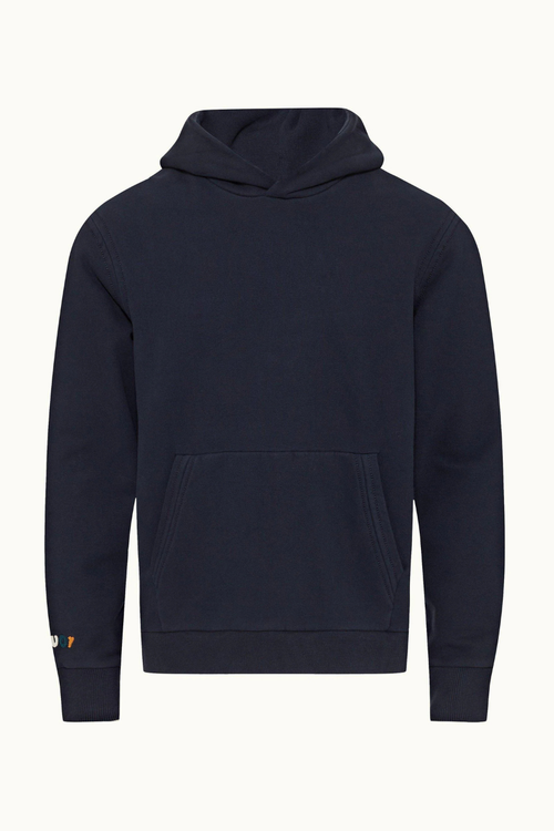 Cotton-Blend Hoodie — Navy