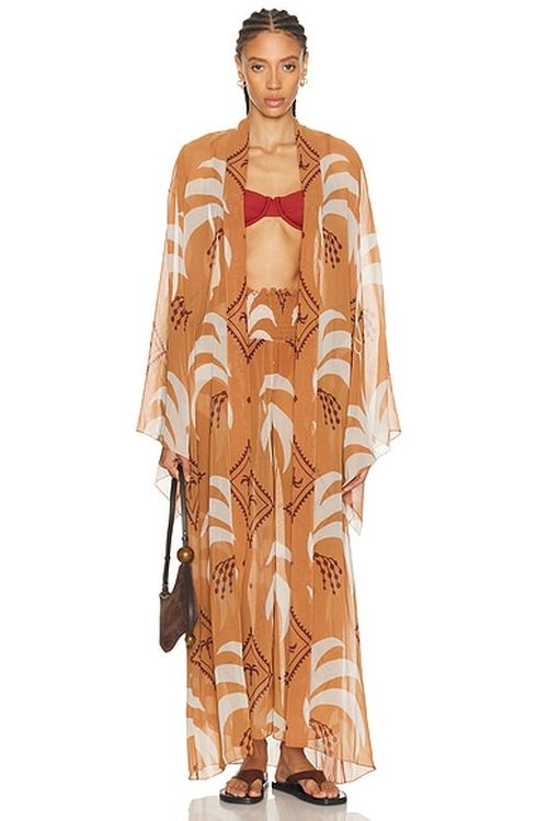 Johanna Ortiz Amazon Kimono in Light Peach & Ecru - Peach. M also in