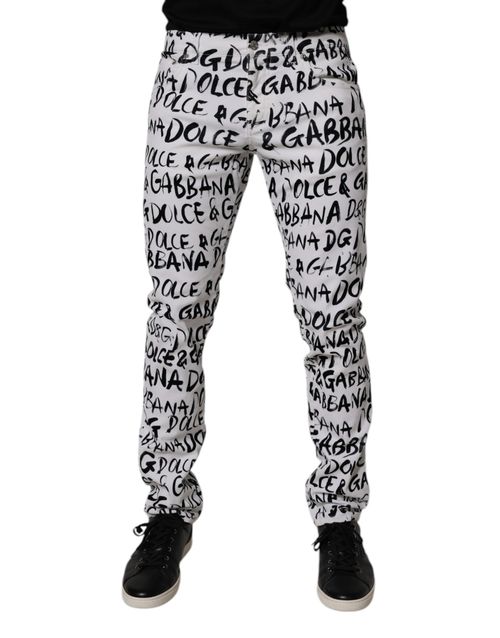 Logo-Print Cotton Denim Jeans — White