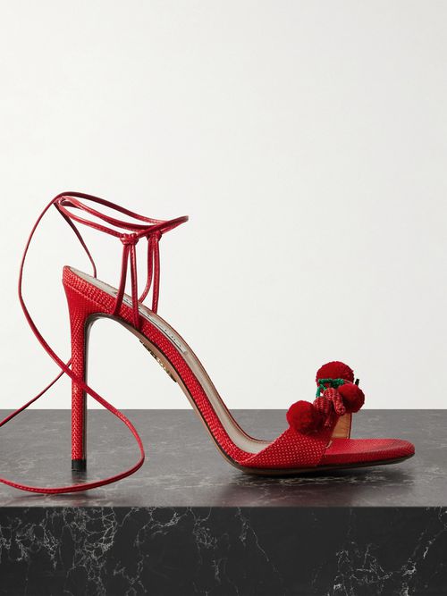 Chilli 105 Embellished Raffia And Leather Sandals