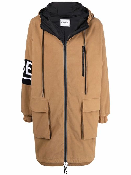 Logo print parka - Neutrals