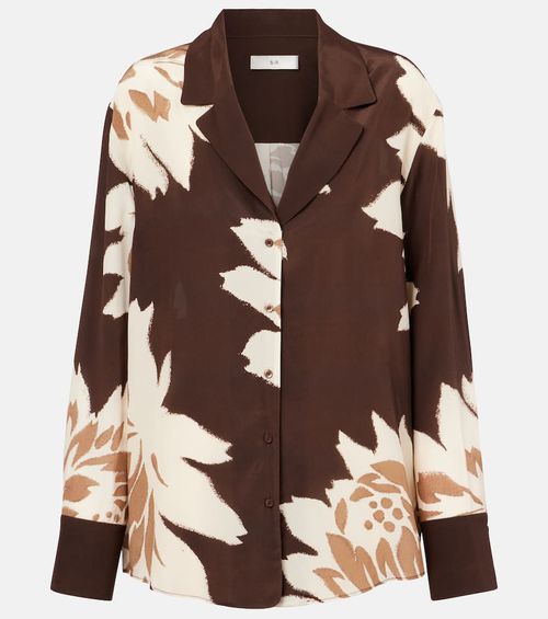 Floral silk satin shirt