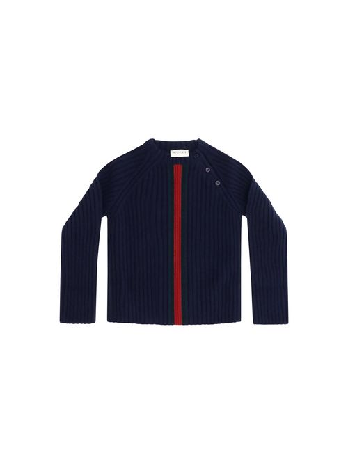Web Stripe Merino Wool Sweater — Navy