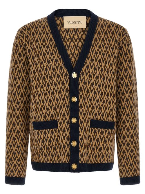 Jacquard Cashmere Cardigan — Camel
