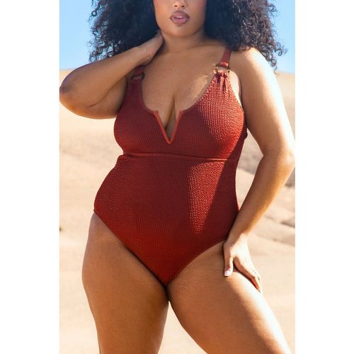Curve Trim Detail Sculpting Crinkle Swimsuit