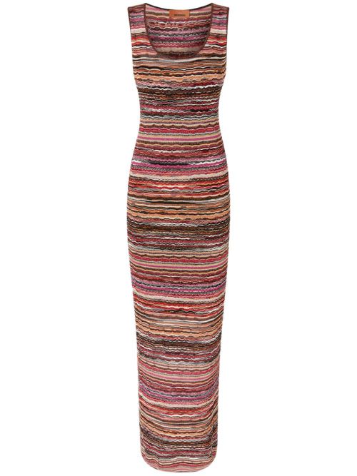 Wave-motif maxi dress - Red