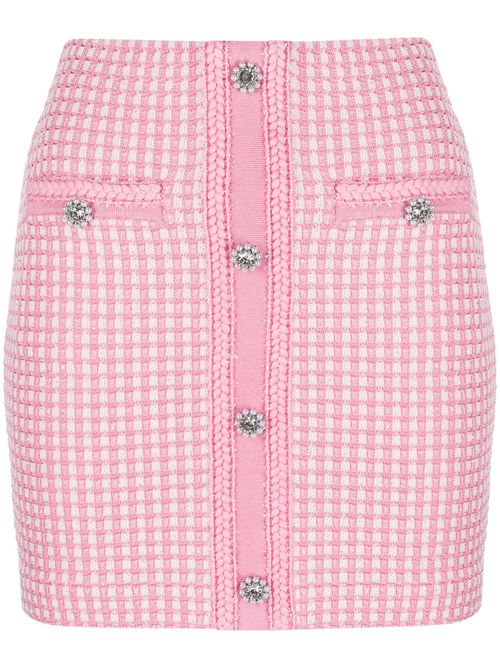 Embellished checked knitted miniskirt - Pink