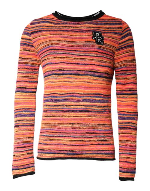 Striped Wool-Blend Knit Sweater — Orange