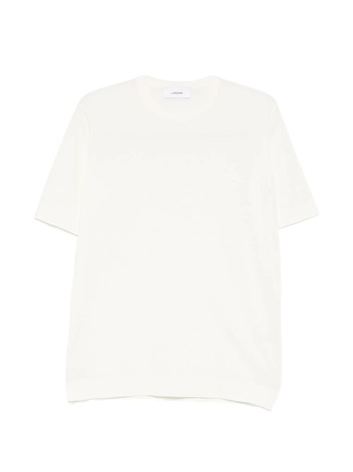 Cotton Crew Neck T-Shirt with Ribbed Cuffs and Hem