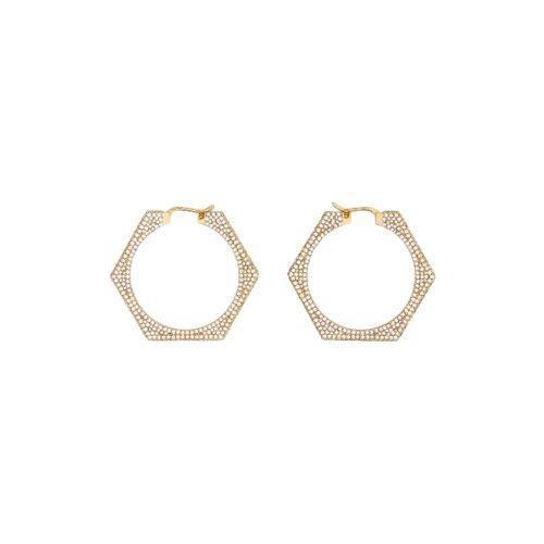 Light Gold Crystal Gold-Plated Nut Hoop Earrings