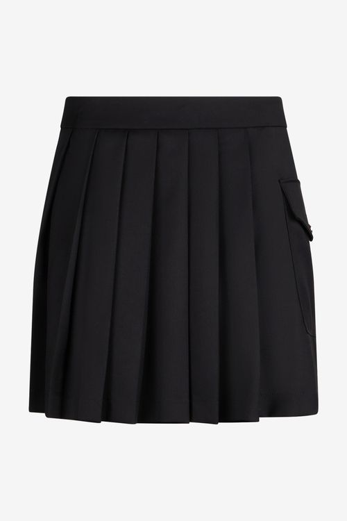 Black Pleated Mini Skirt With Pocket