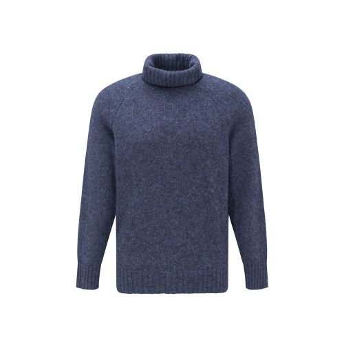 Alpaca & Wool Turtleneck Sweater — Blue