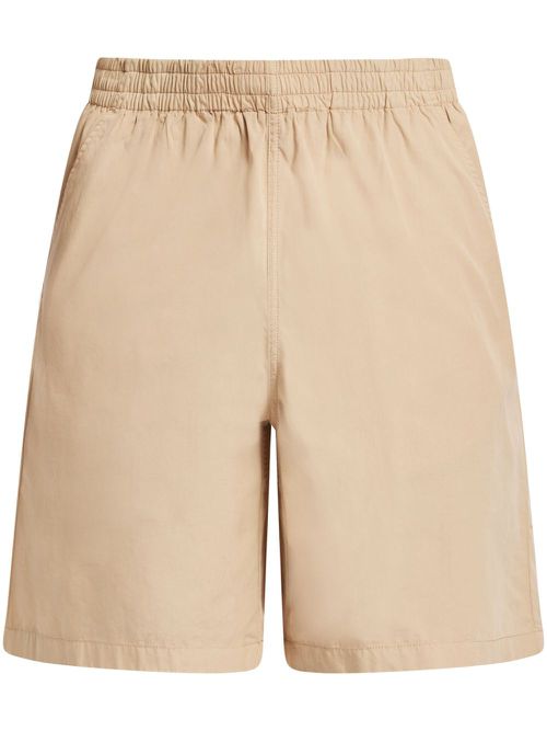 Elasticated-waist straight-leg shorts - Neutrals