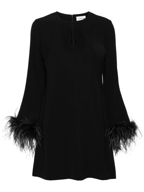 Feather-detail cut-out minidress - Black